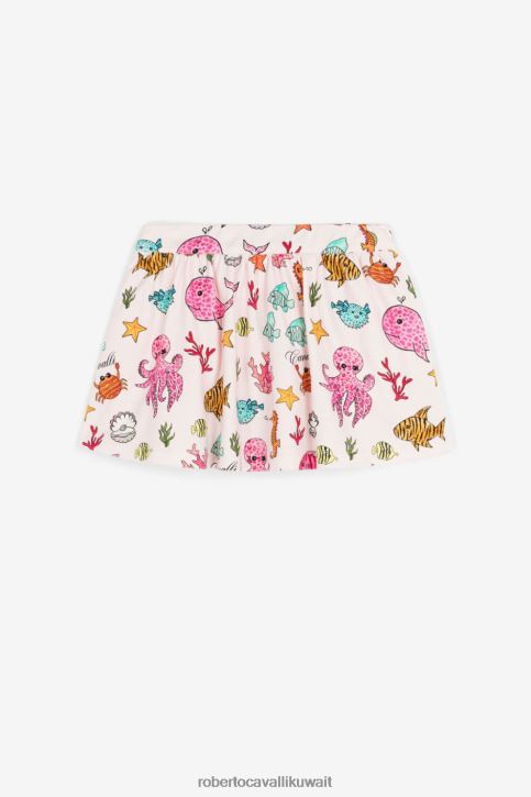 Roberto Cavalli فتيات أزرق تيشيرت بأكمام قصيرة وطبعة مونوغرام ملابس 4H40H1449