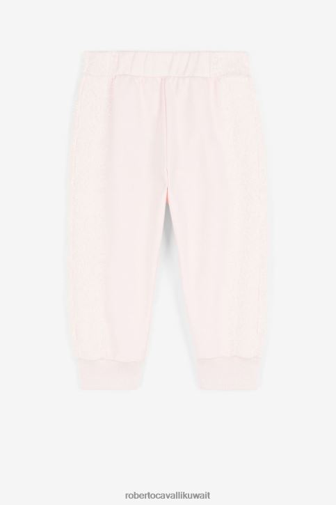 Roberto Cavalli فتيات لون القرنفل بنطال رياضي بطبعة مونوغرام وأطراف دانتيل ملابس 4H40H1451