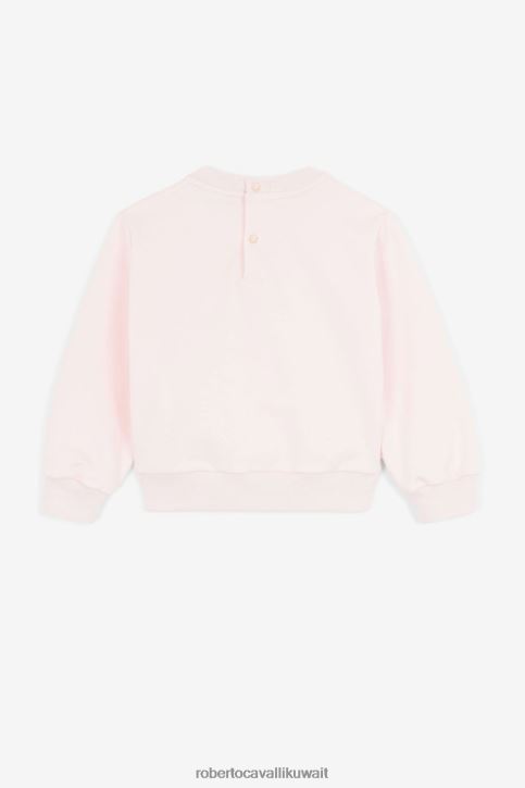 Roberto Cavalli فتيات لون القرنفل هودي بسحاب أمامي مطرز بشعار المونوغرام ملابس 4H40H1452