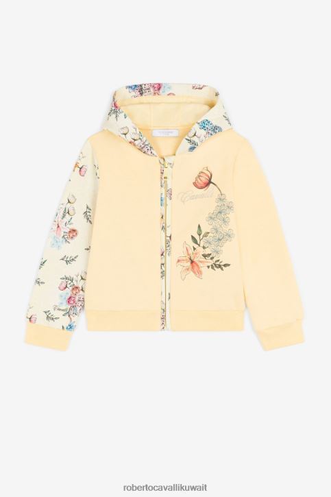 Roberto Cavalli فتيات أصفر هودي بطبعة زهور ملابس 4H40H1455