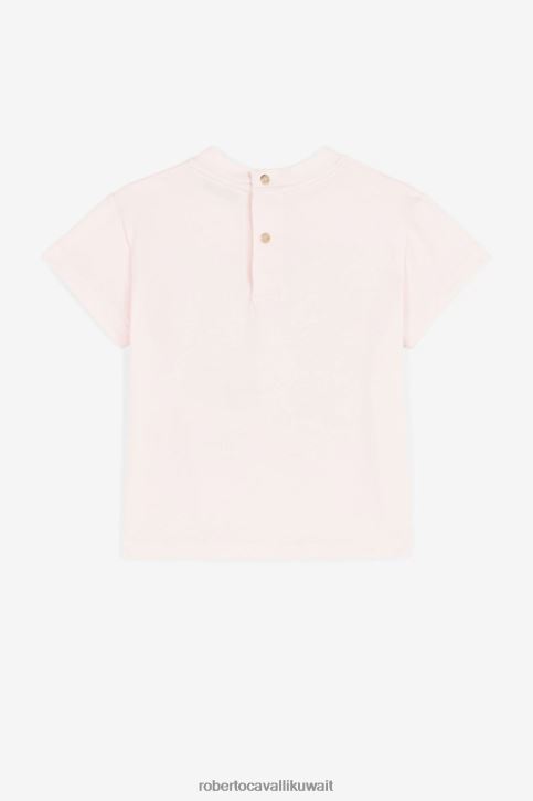 Roberto Cavalli فتيات أزرق تي شيرت مطرز بالزهور ملابس 4H40H1456