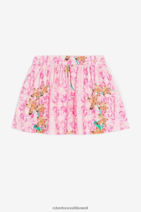Roberto Cavalli فتيات لون القرنفل تنورة قصيرة بطبعة مونوغرام ملابس 4H40H1458