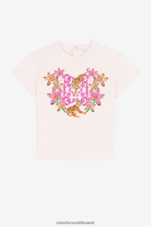 Roberto Cavalli فتيات لون القرنفل تيشيرت بأكمام قصيرة وطبعة نمر ملابس 4H40H1471