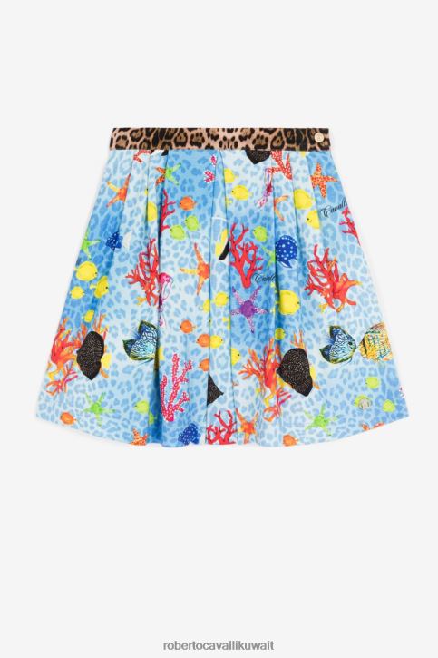 Roberto Cavalli فتيات أسود / عسكري تنورة بكسرات ونقش بحري ملابس 4H40H1479
