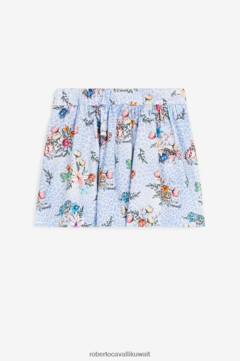 Roberto Cavalli فتيات أزرق فستان مخرم ومطبوع بالزهور ملابس 4H40H1480