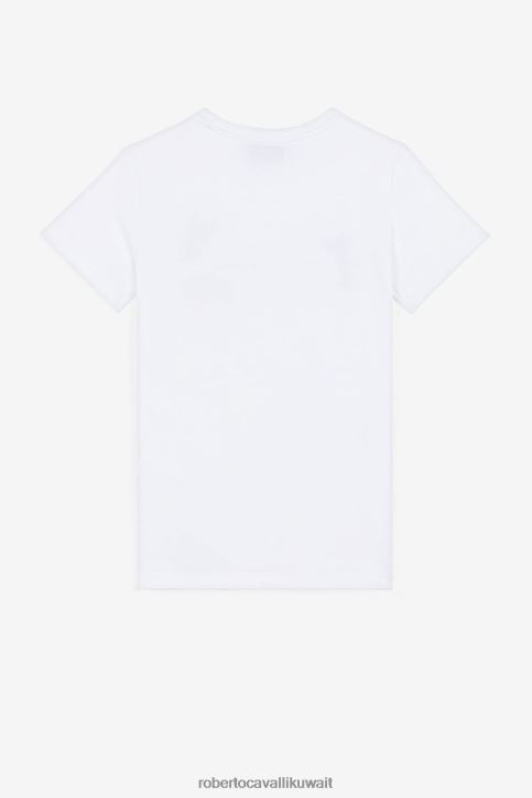 Roberto Cavalli فتيات قبالة الأبيض تيشيرت بطبعة الفراشة والفراولة ملابس 4H40H1482