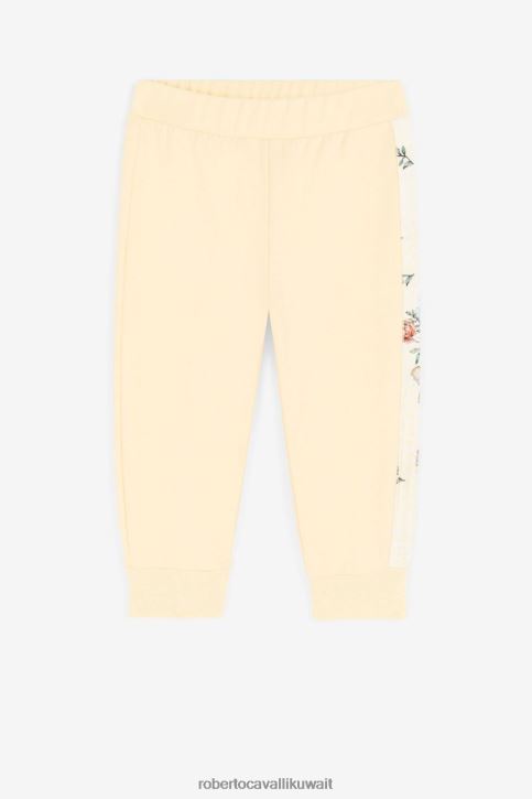 Roberto Cavalli فتيات أصفر بنطال رياضي من القطن بطبعات جاكوار وزهور ملابس 4H40H1485