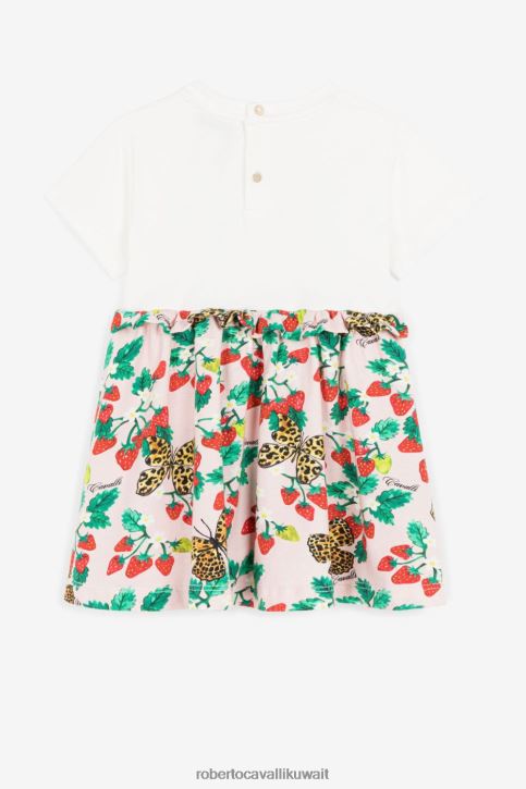 Roberto Cavalli فتيات أزرق تيشيرت قطن بطبعة الفراولة والفراشة ملابس 4H40H1487