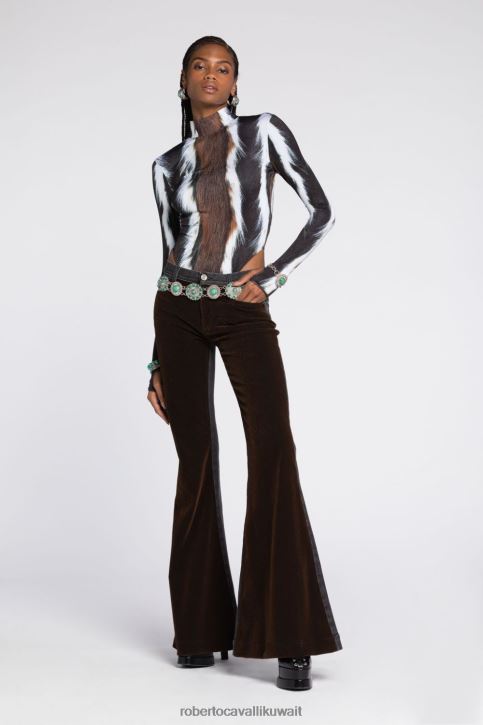 Roberto Cavalli نحيف متعدد الألوان قميص حرير بطبعة حيوان ملابس 4H40H149