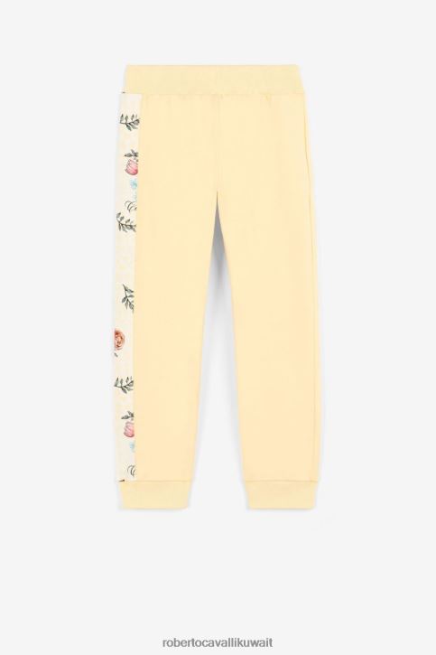 Roberto Cavalli فتيات أصفر بنطال رياضي بطبعات جاكوار وزهور ملابس 4H40H1502