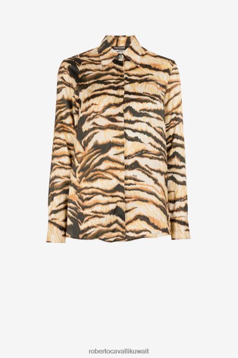Roberto Cavalli نحيف موضة قميص بطبعة الحرية ملابس 4H40H151