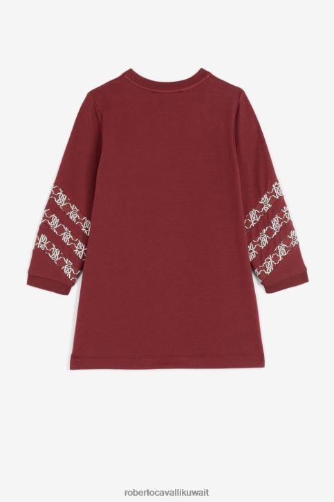 Roberto Cavalli فتيات بوردو فستان تي شيرت بطبعة جرافيك ملابس 4H40H1513