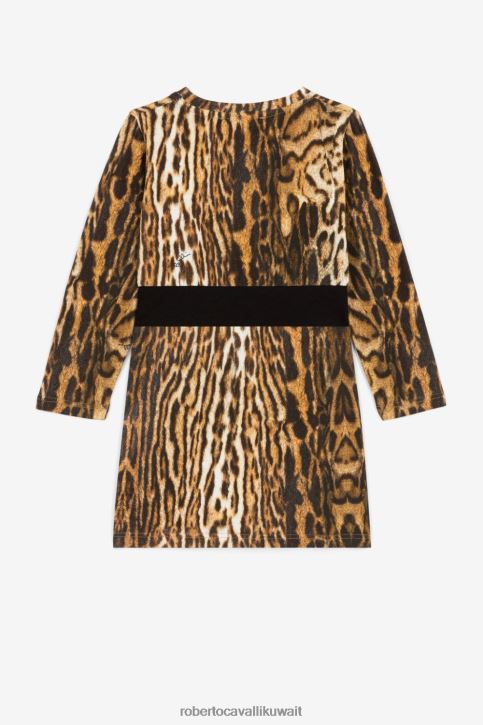 Roberto Cavalli فتيات متعدد الألوان فستان حرير بطبعات زهور وأسلوت ملابس 4H40H1515