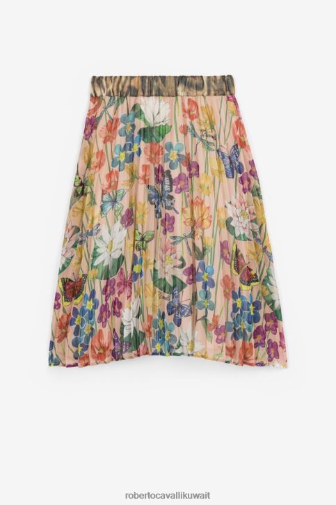 Roberto Cavalli فتيات متعدد الألوان تنورة بكسرات وطبعة زهور ملابس 4H40H1519