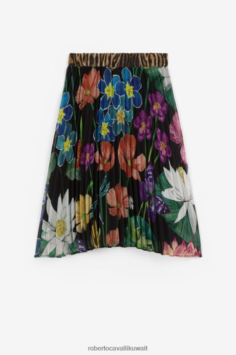 Roberto Cavalli فتيات متعدد الألوان تنورة بكسرات وطبعة زهور ملابس 4H40H1519
