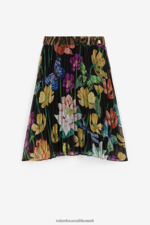 Roberto Cavalli فتيات متعدد الألوان تنورة بكسرات وطبعة زهور ملابس 4H40H1520