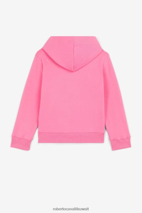 Roberto Cavalli فتيات أسود سويت شيرت بطبعة شعار ملابس 4H40H1524