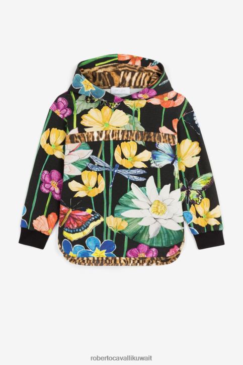 Roberto Cavalli فتيات متعدد الألوان هودي بطبعة زهور ملابس 4H40H1527