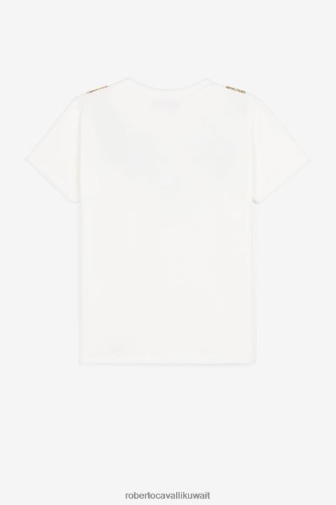 Roberto Cavalli فتيات متعدد الألوان تيشيرت بطبعة الحياة البرية والزهور ملابس 4H40H1528