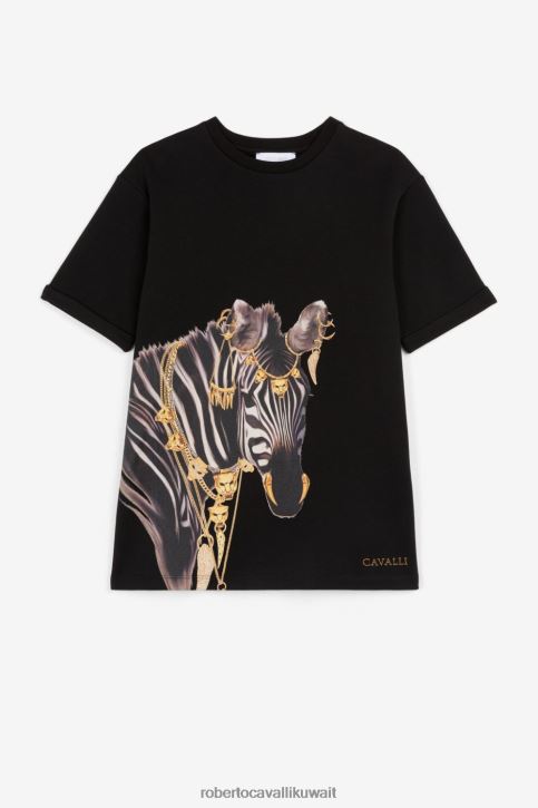 Roberto Cavalli فتيات أسود فستان بطبعة حمار وحشي ملابس 4H40H1532