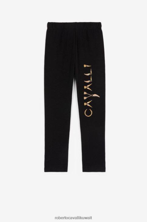 Roberto Cavalli فتيات أسود طماق بطبعة الشعار ملابس 4H40H1533