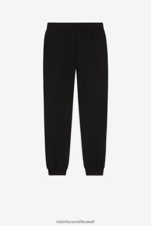 Roberto Cavalli فتيات أسود بنطال رياضي بطبعة قطط ملابس 4H40H1534