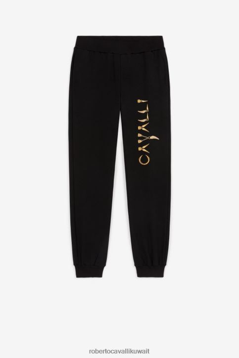 Roberto Cavalli فتيات أسود بنطال رياضي بطبعة شعار الماركة ملابس 4H40H1535