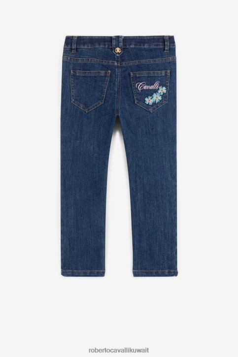 Roberto Cavalli فتيات لون القرنفل سويت شيرت من القطن بشعار الماركة ومطرز بالزهور ملابس 4H40H1549