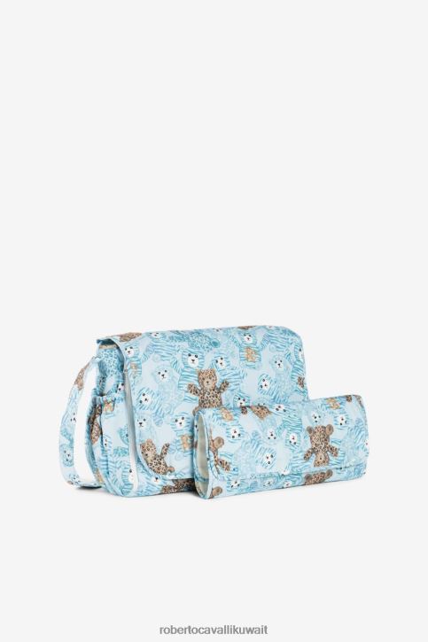 Roberto Cavalli أولاد ازرق فاتح بطانية أطفال بطبعة مونوغرام آر سي مُكَمِّلات 4H40H1570