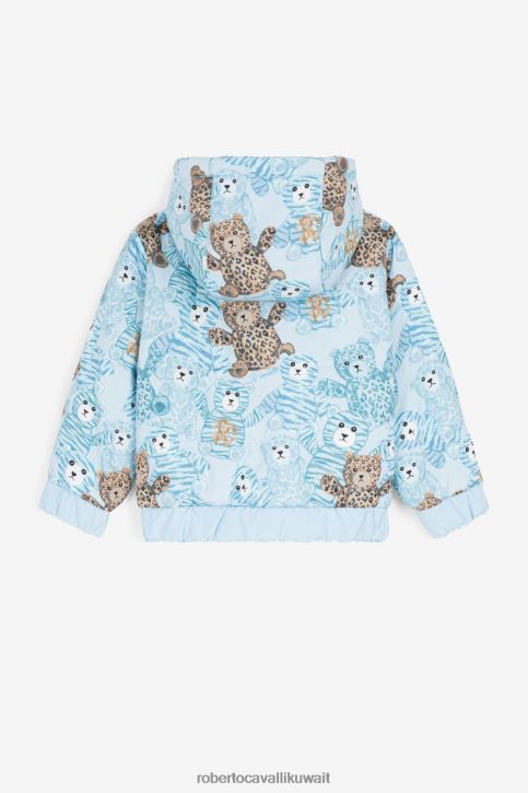 Roberto Cavalli أولاد بيانكو تيشيرت من القطن بطبعة مونوغرام ملابس 4H40H1576