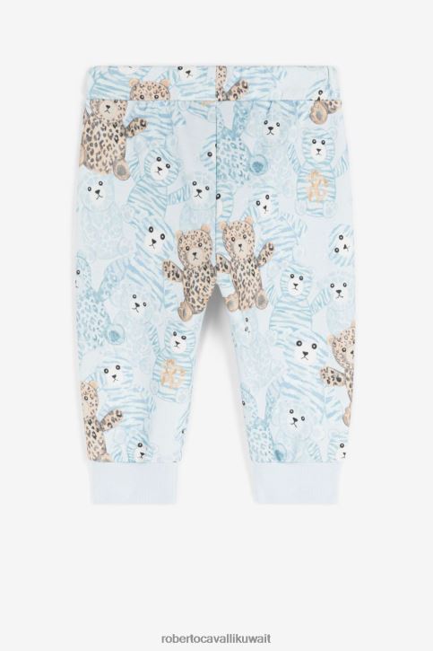 Roberto Cavalli أولاد ازرق فاتح شورت قطن بطبعة دمية دب ملابس 4H40H1579