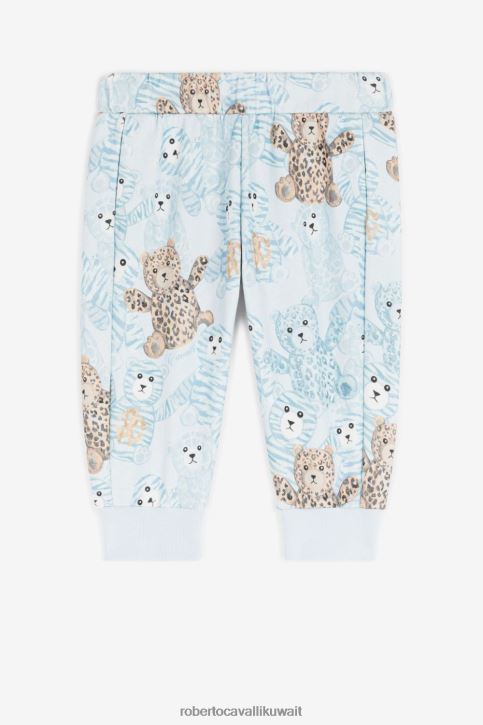Roberto Cavalli أولاد ازرق فاتح بنطال رياضي بطبعة دمية دب ملابس 4H40H1580