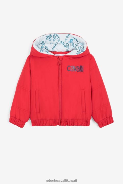 Roberto Cavalli أولاد الكرز سترة مبطنة بطبعة شعار ملابس 4H40H1585