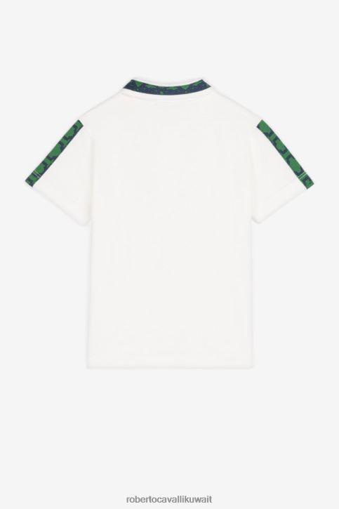 Roberto Cavalli أولاد قبالة الأبيض تيشيرت بتطريز مونوغرام ملابس 4H40H1589