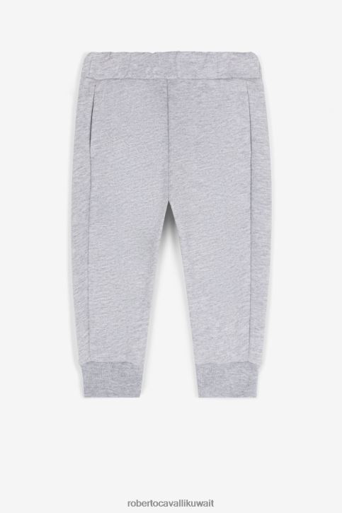 Roberto Cavalli أولاد مزيج رمادي غامق بنطال رياضي بطبعة مونوغرام ملابس 4H40H1595