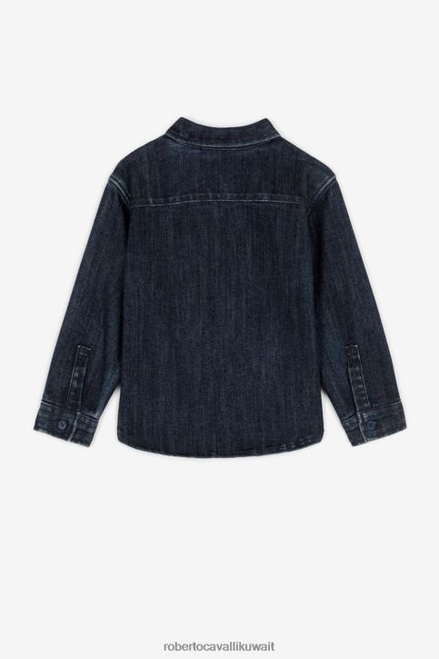 Roberto Cavalli أولاد مزيج رمادي غامق بنطال رياضي بطبعة مونوغرام ملابس 4H40H1595