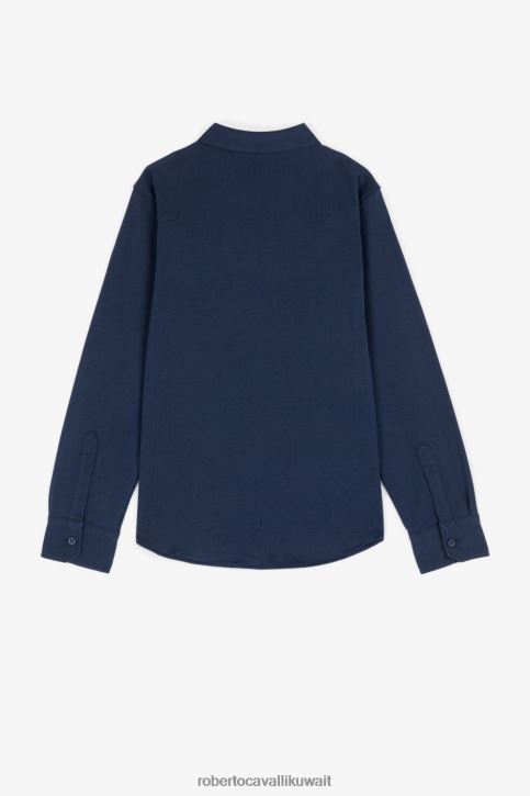 Roberto Cavalli أولاد أسود قميص جينز بشارة شعار الماركة ملابس 4H40H1597