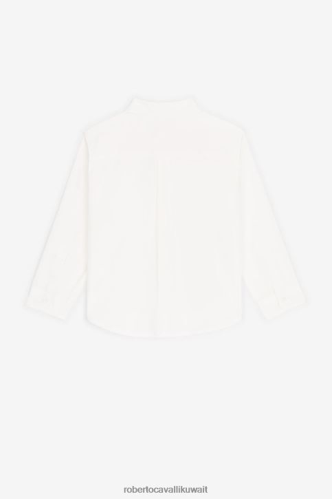 Roberto Cavalli أولاد بيانكو قميص بولو مطرز مونوغرام ملابس 4H40H1601