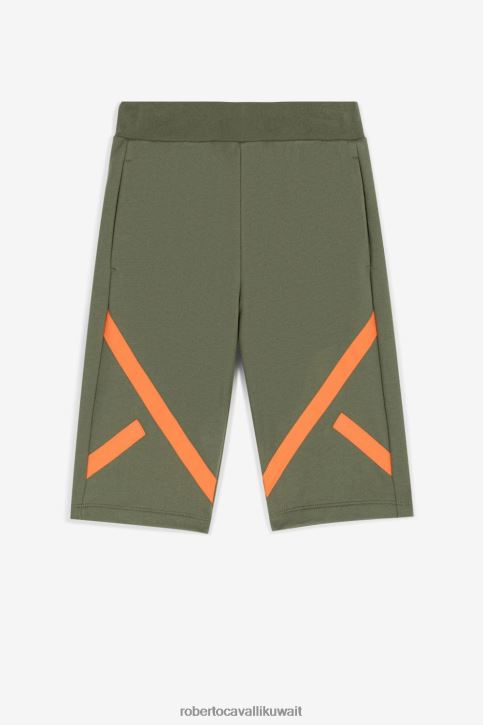 Roberto Cavalli أولاد الأخضر العسكري شورت بشارة شعار الماركة ملابس 4H40H1606