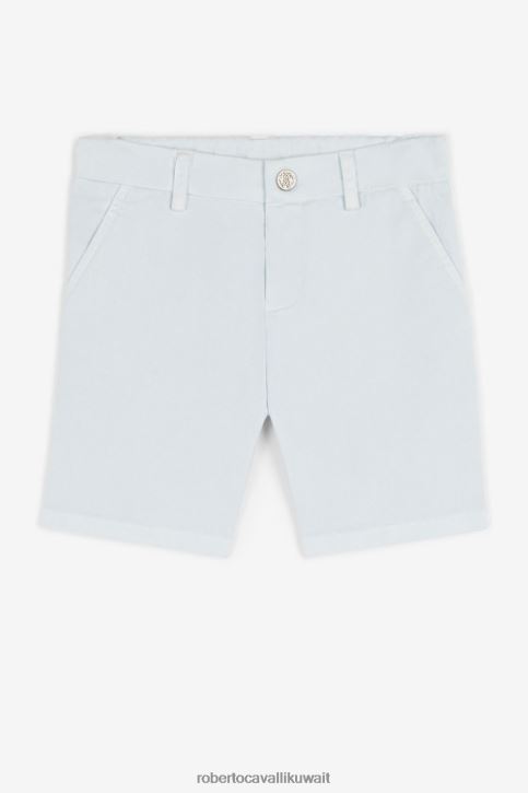 Roberto Cavalli أولاد ازرق فاتح آر سي شورت مطرز مونوغرام ملابس 4H40H1610