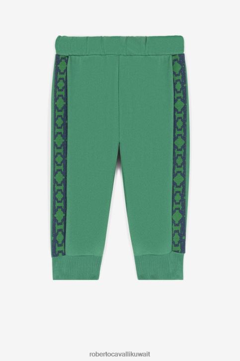Roberto Cavalli أولاد أخضر بنطال رياضي بطبعة مونوغرام ملابس 4H40H1611