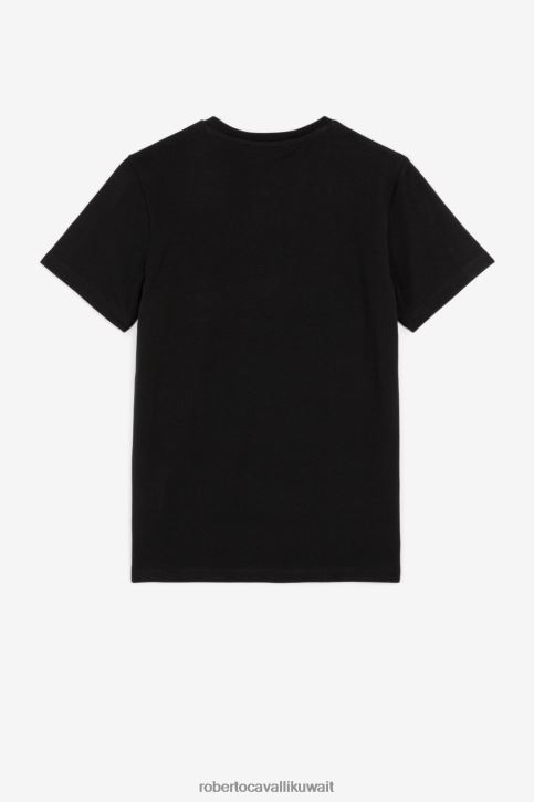 Roberto Cavalli أولاد الأخضر العسكري كنزة بغطاء رأس من القطن بنقش مونوغرام ملابس 4H40H1618