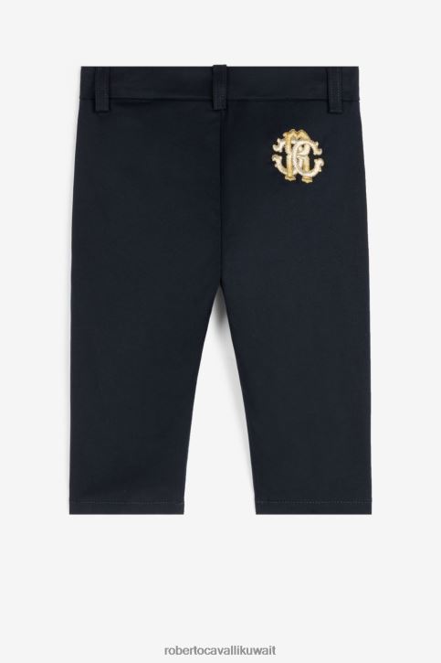 Roberto Cavalli أولاد أسود تي شيرت مرقع على شكل حيوانات وطبعة لهب ملابس 4H40H1619