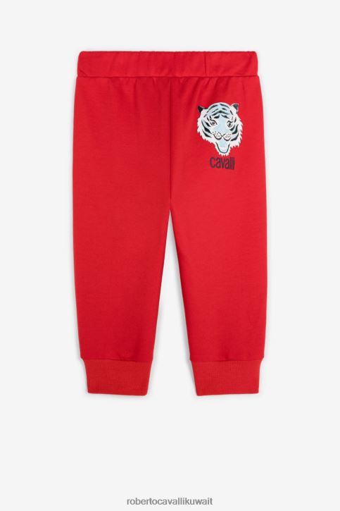 Roberto Cavalli أولاد يشب / نيلي هودي قطن بطبعة نمر ملابس 4H40H1623