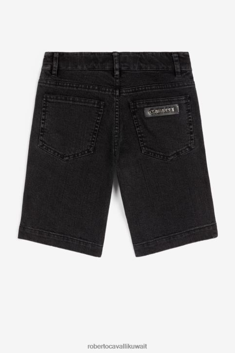 Roberto Cavalli أولاد أزرق آر سي بنطال قطني مطرز بشعار الماركة ملابس 4H40H1626