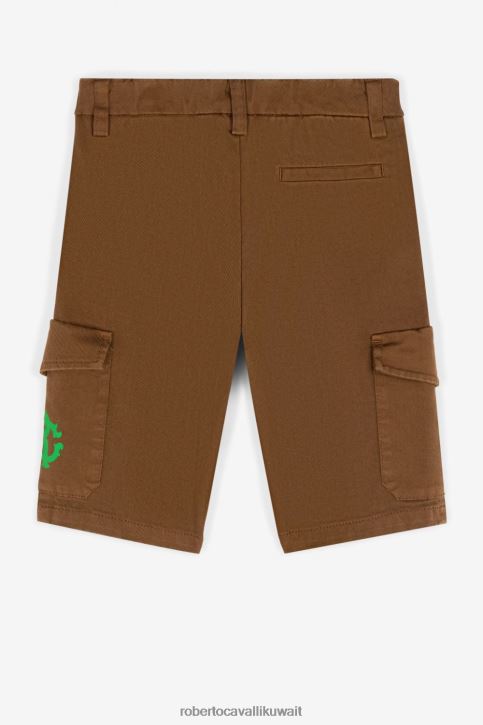 Roberto Cavalli أولاد أسود شورت جينز ببروش الشعار ملابس 4H40H1627