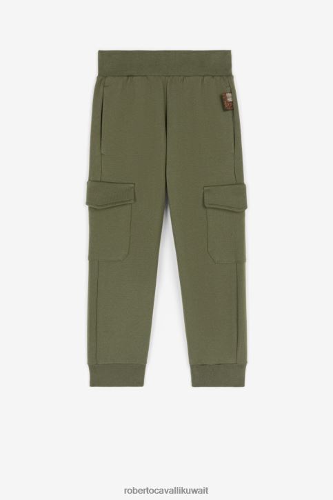 Roberto Cavalli أولاد موضة بنطال قطن بطبعة شعار الماركة ملابس 4H40H1630