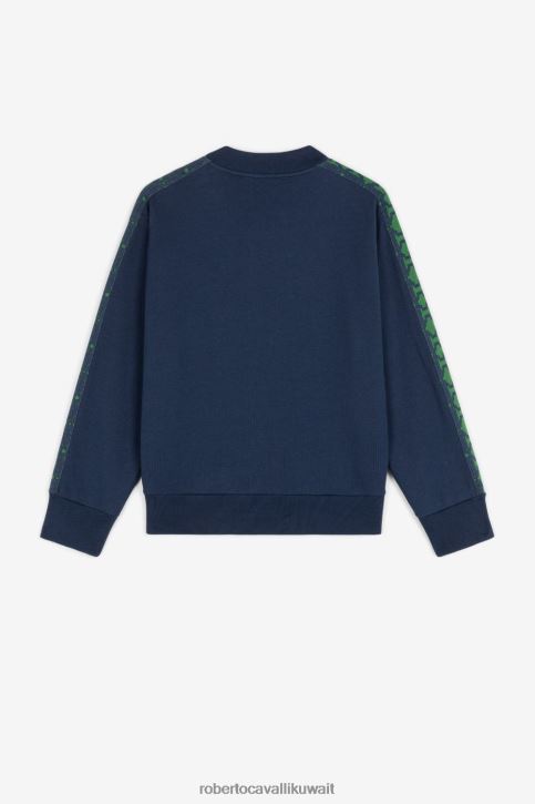 Roberto Cavalli أولاد قبالة الأبيض تيشيرت من القطن بطبعة مونوغرام ملابس 4H40H1633