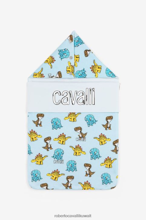 Roberto Cavalli أولاد ازرق فاتح عش أطفال بطبعة ديناصور وشعار مُكَمِّلات 4H40H1656