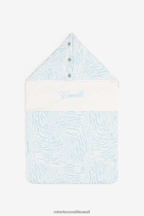 Roberto Cavalli أولاد ازرق فاتح عش أطفال من القطن بطبعات حيوانية مُكَمِّلات 4H40H1657